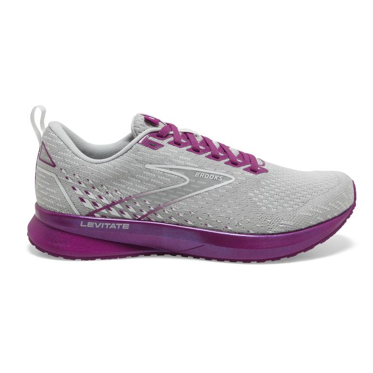 Brooks LEVITATE 5 Road Running Shoes Womens Canada - Grey/Lavender Purple/Baton Rouge (MIB289657)